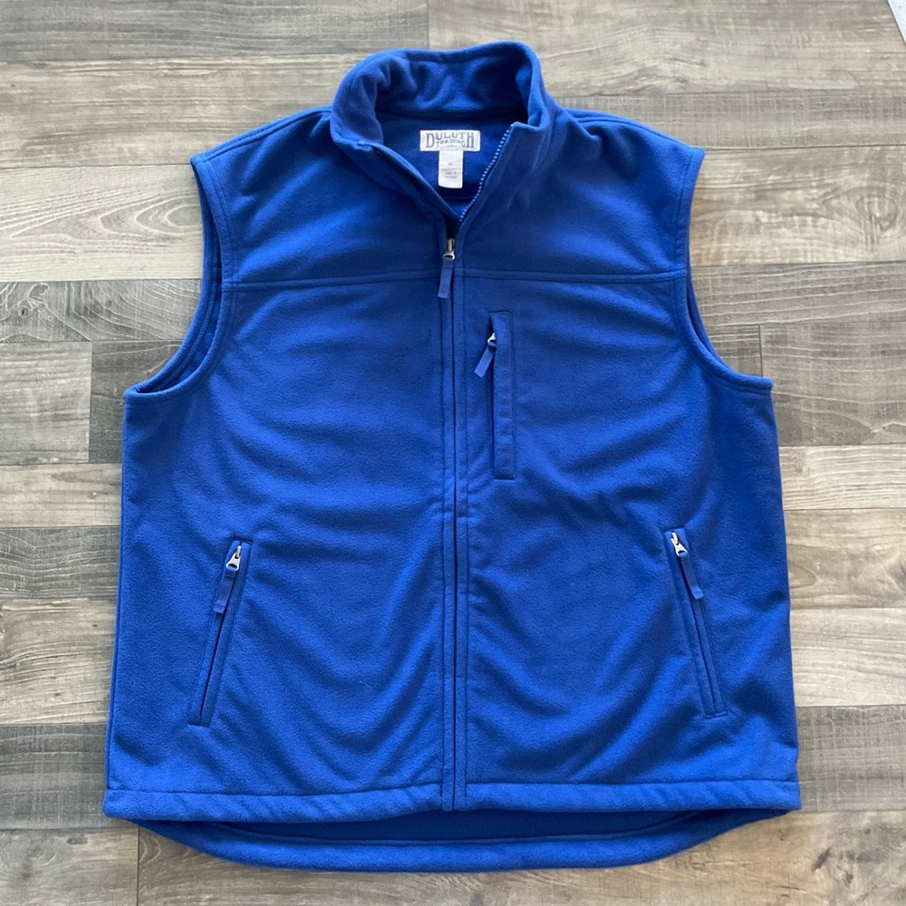 Duluth Trading Shoreman Fleece Windproof Vest Men’s XL Royal Blue Full Zip 26707